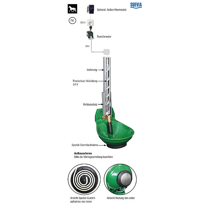 Frostsichere Tränke 24 Volt Suevia Mod. 12P-HK