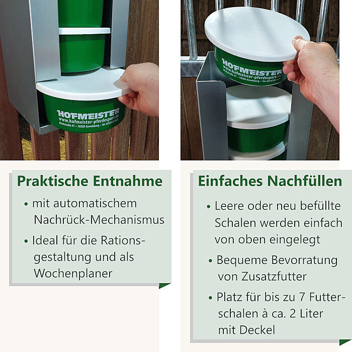 Futterschalen-Spender und Rationsplaner, für Schalen 2 Liter