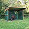 Weidehtte, Offenstall - 3,50 x 3,50 m mit Vollholzwand und Windschutznetz